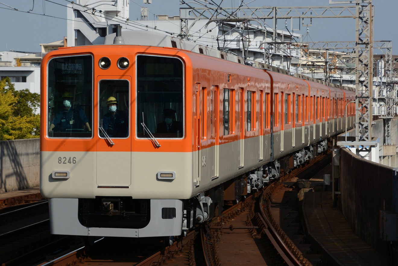 【阪神】8000系8245Fの神戸側ユニット尼崎工場出場試運転の拡大写真