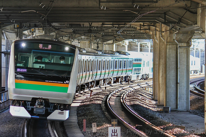 【JR東】E233系ヤマU619編成 東京総合車両センター出場回送を赤羽駅で撮影した写真