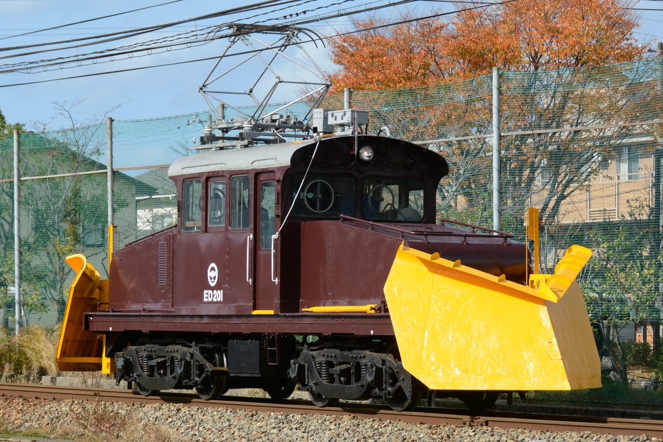 【北鉄】ED201が石川線でラッセル試運転の拡大写真