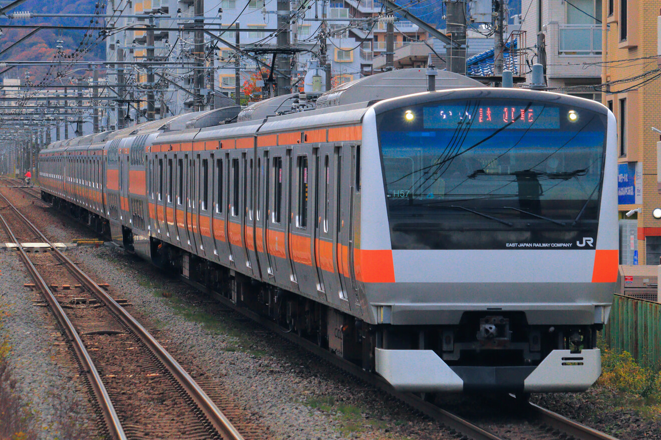 【JR東】E233系H57編成中央線日中試運転の拡大写真