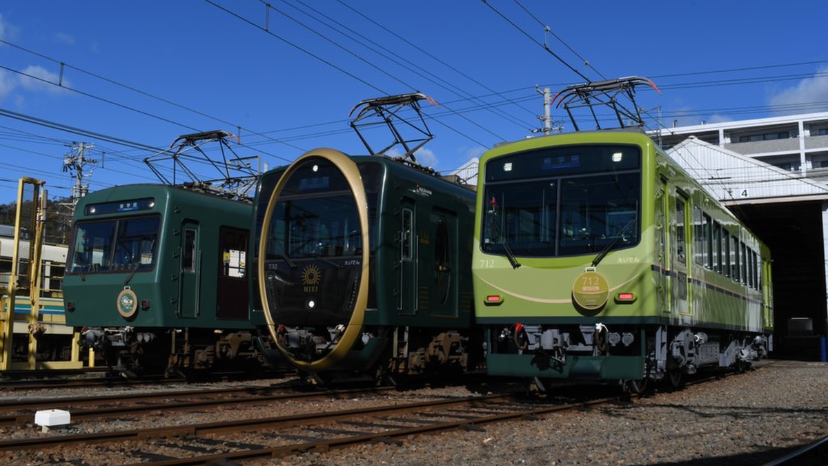 叡電】「ひえい」も並べた「リニューアル車両展示撮影会・鉄道グッズ