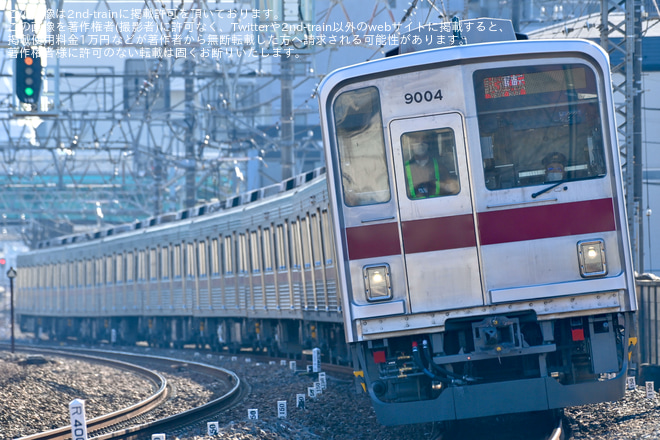  【東武】9000型9104F南栗橋工場出場試運転を不明で撮影した写真