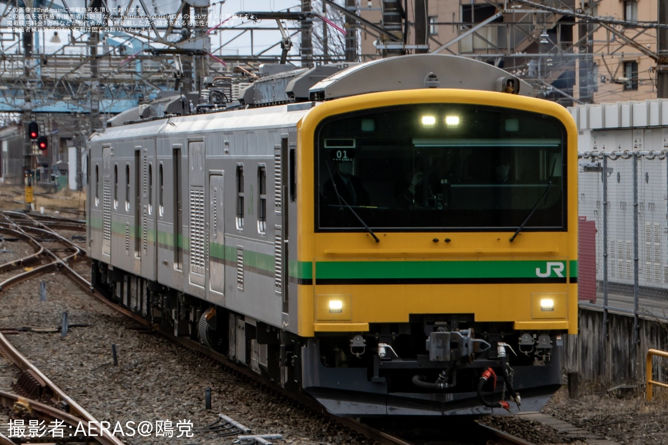 【JR東】クモヤE493系オク01編成京葉車両センターへの拡大写真
