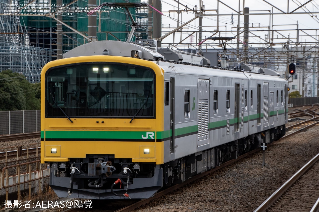 【JR東】クモヤE493系オク01編成京葉車両センターへの拡大写真