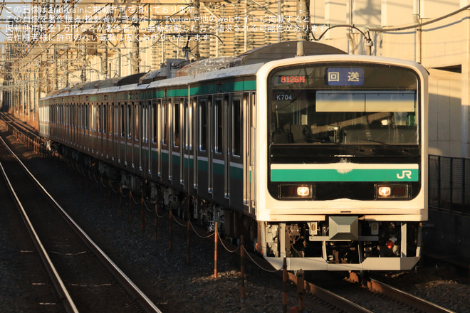 【JR東】E501系カツK704編成郡山総合車両センター出場回送を石橋駅で撮影した写真