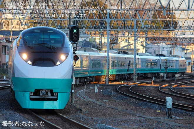 【JR東】「勝田全国マラソン」開催に伴う特急「ときわ」臨時運行を水戸駅で撮影した写真