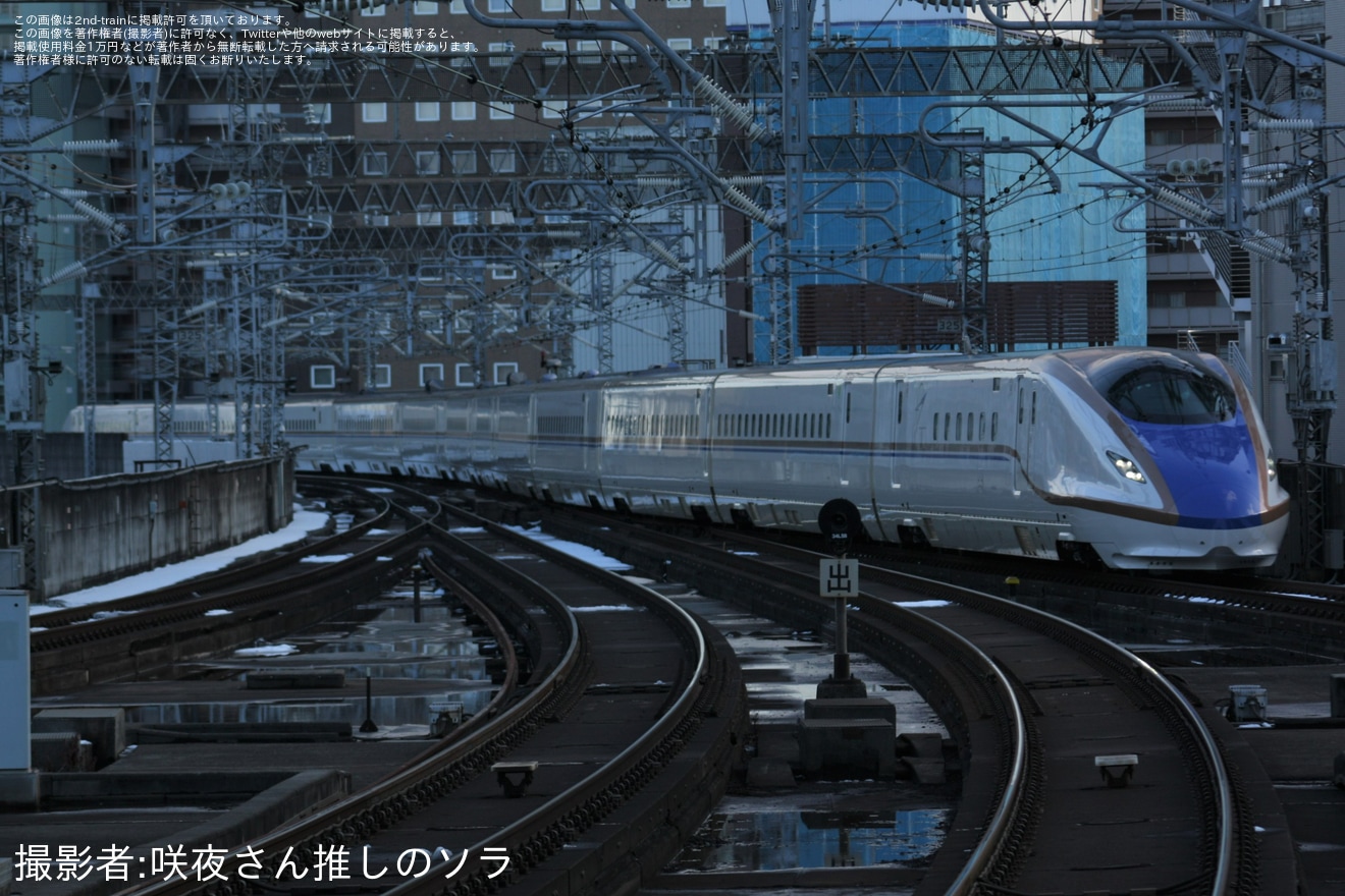 【JR東】E7系F9編成新幹線総合車両センター出場試運転の拡大写真