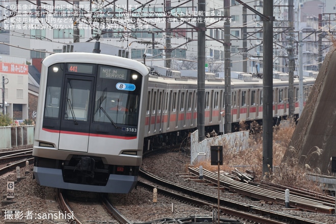 【東急】5080系5183F長津田検車区から回送を不明で撮影した写真