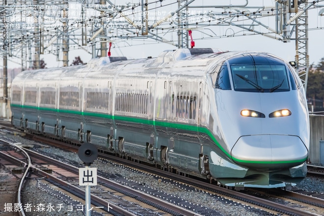 【JR東】E3系L65編成新幹線総合車両センター出場北上試運転を不明で撮影した写真