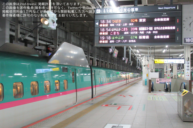 【JR東】E5系U19編成を使用したつばさ86号を仙台駅で撮影した写真