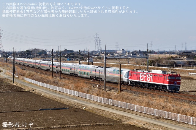 【JR東】EF81-95牽引仙台行きカシオペア紀行運転を不明で撮影した写真