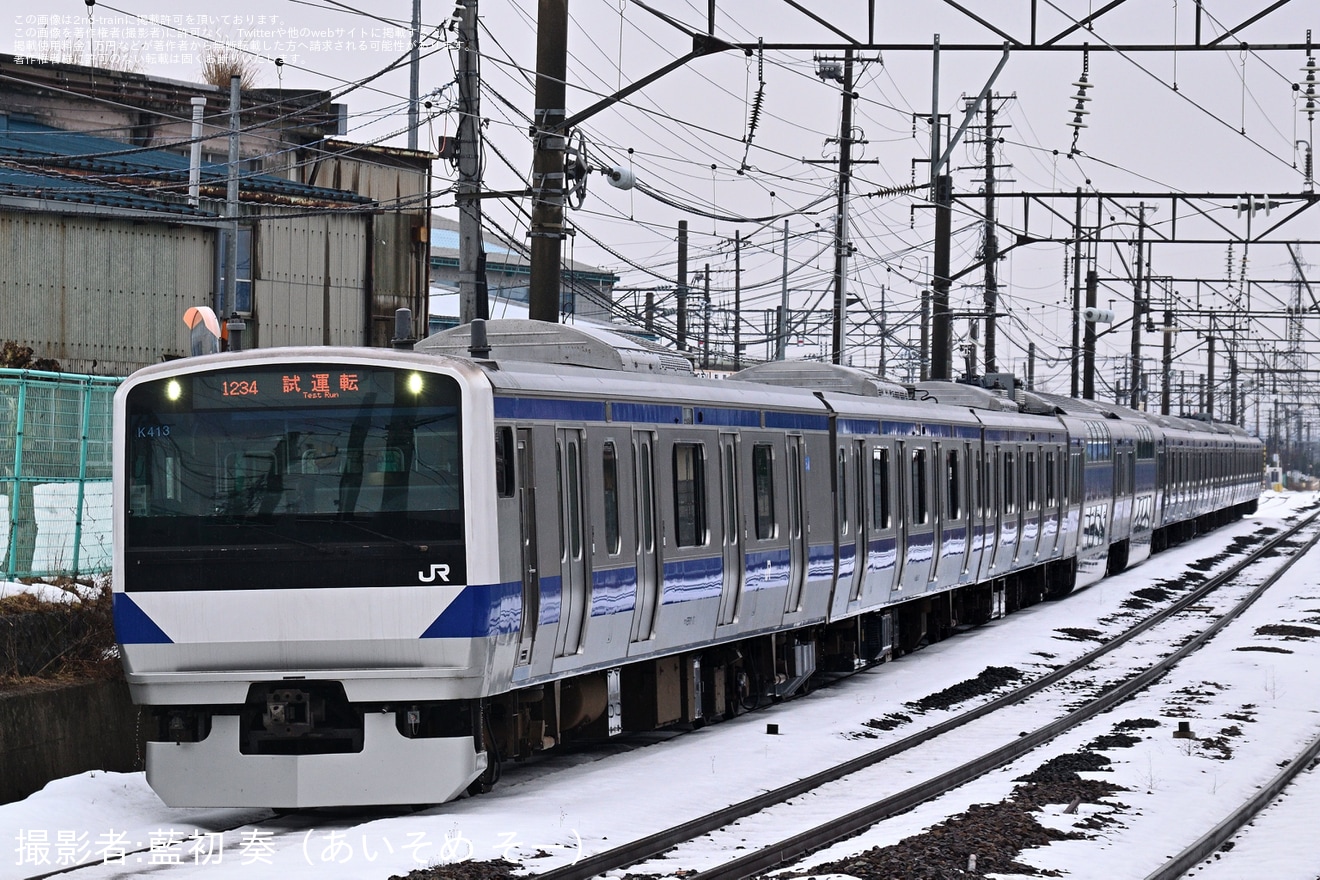 【JR東】E531系K413編成秋田総合車両センター構内試運転の拡大写真