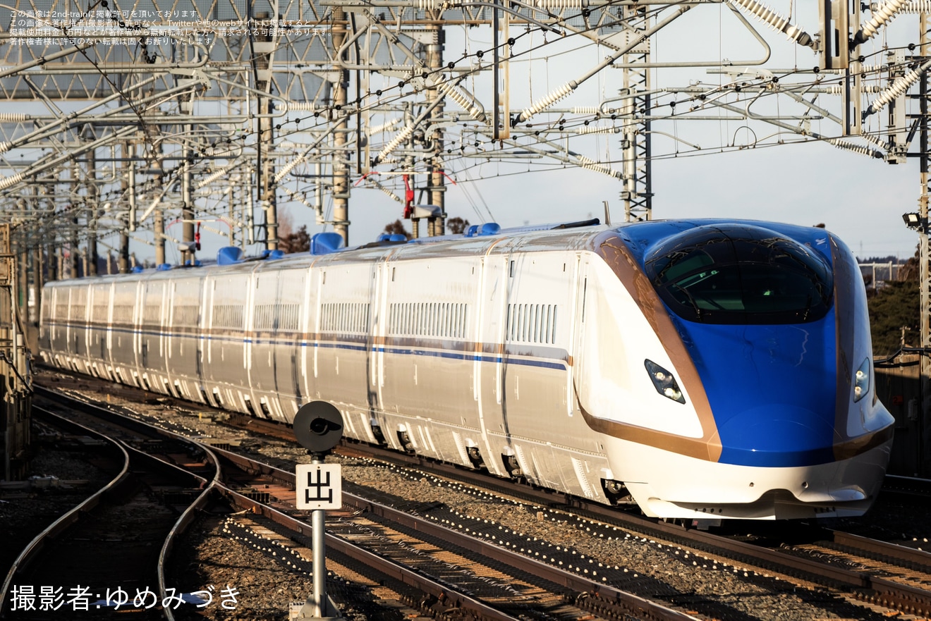 【JR東】E7系F6編成新幹線総合車両センター出場北上試運転の拡大写真
