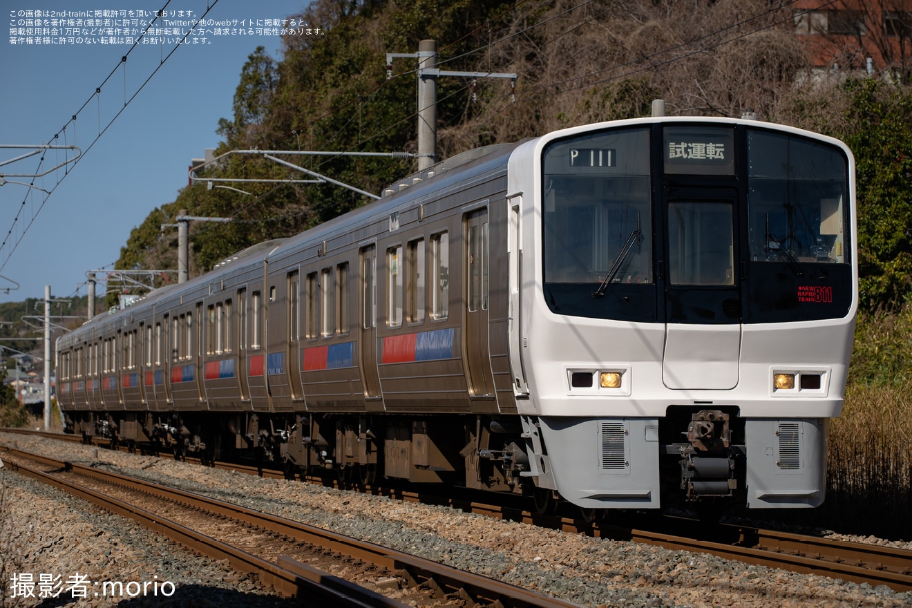 【JR九】811系PM111編成小倉総合車両センター出場試運転の拡大写真