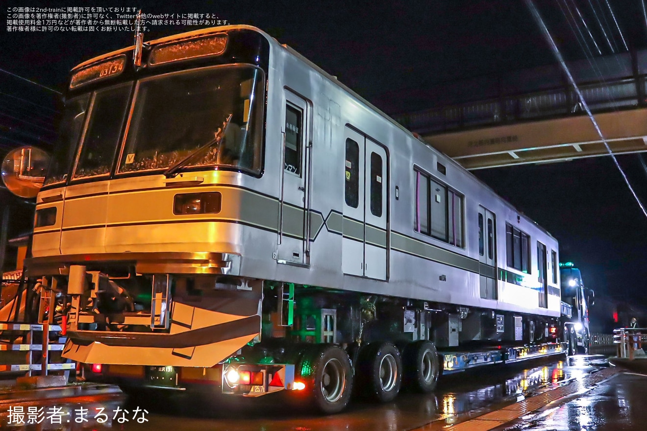 【北鉄】03系134-834Fが金沢総合車両所松任本所から陸送の拡大写真