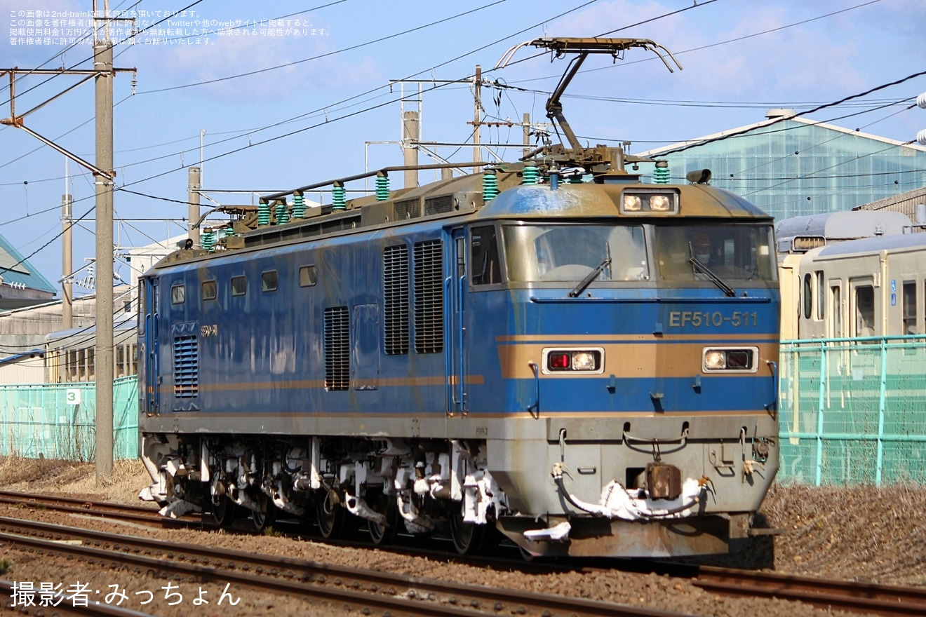 【JR貨】EF510-511が秋田総合車両センターへ回送の拡大写真