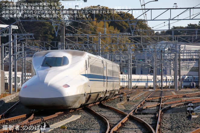 【JR海】N700A(スモールA)X46編成が浜松工場へ回送を不明で撮影した写真