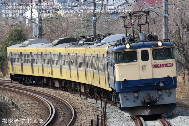 【西武】新101系1245F(ツートンカラー)多摩川線から甲種輸送を不明で撮影した写真
