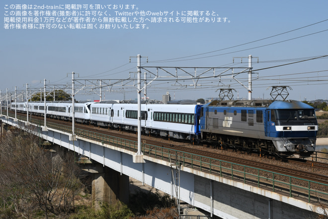 【東武】N100系「スペーシアX」甲種輸送を西岡崎～岡崎間で撮影した写真