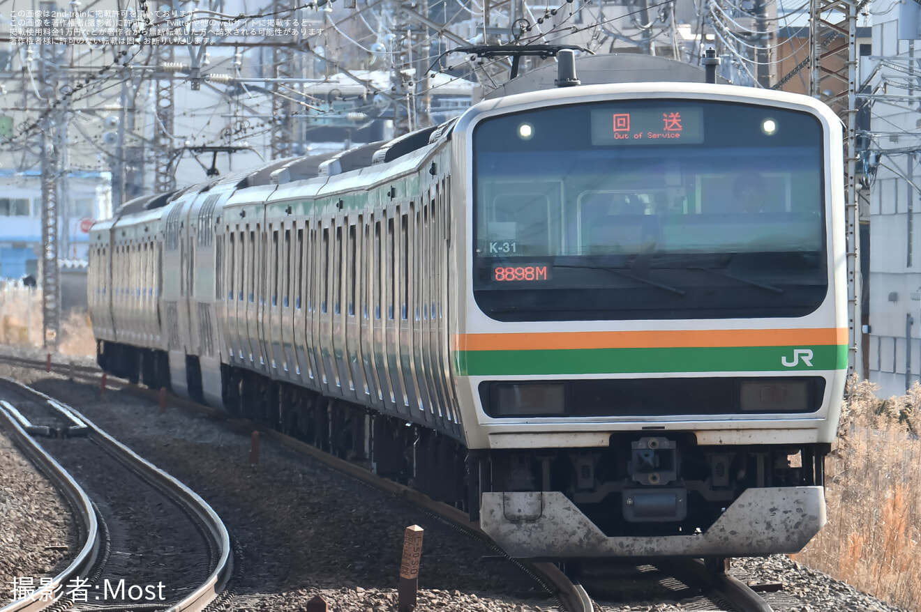 【JR東】E231系コツK-31編成東京総合車両センター入場回送の拡大写真
