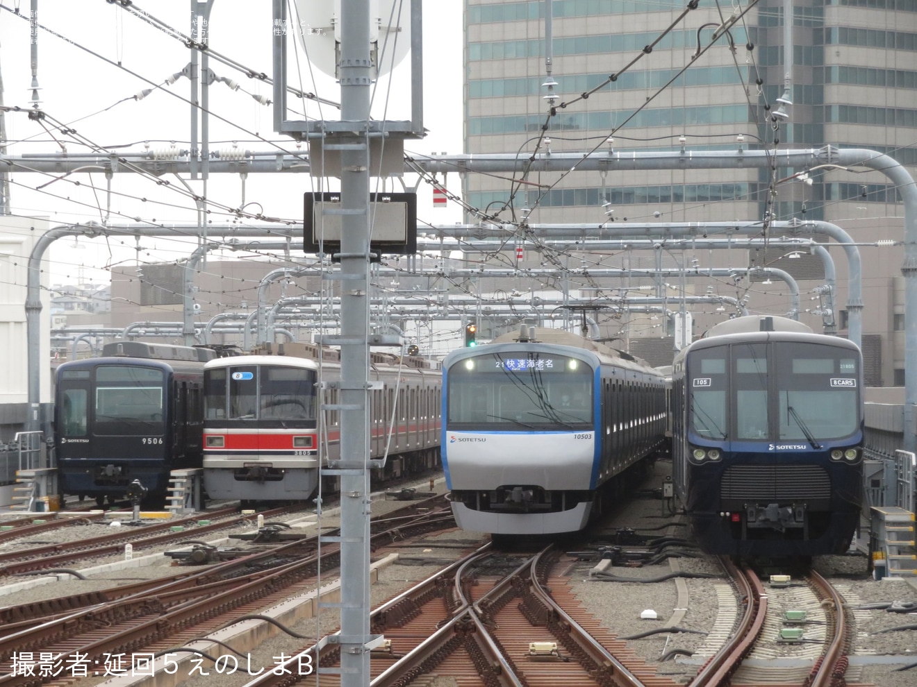 【東急】3000系3105Fが相鉄星川駅の留置線への拡大写真