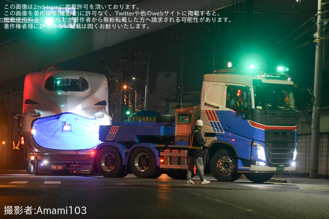 【JR海】N700S J39編成搬入陸送を大阪市港区福崎1丁目3で撮影した写真
