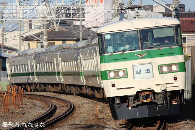 【JR東】185系C1編成(新幹線リレー号塗装)  幕張車両センターへ回送を不明で撮影した写真