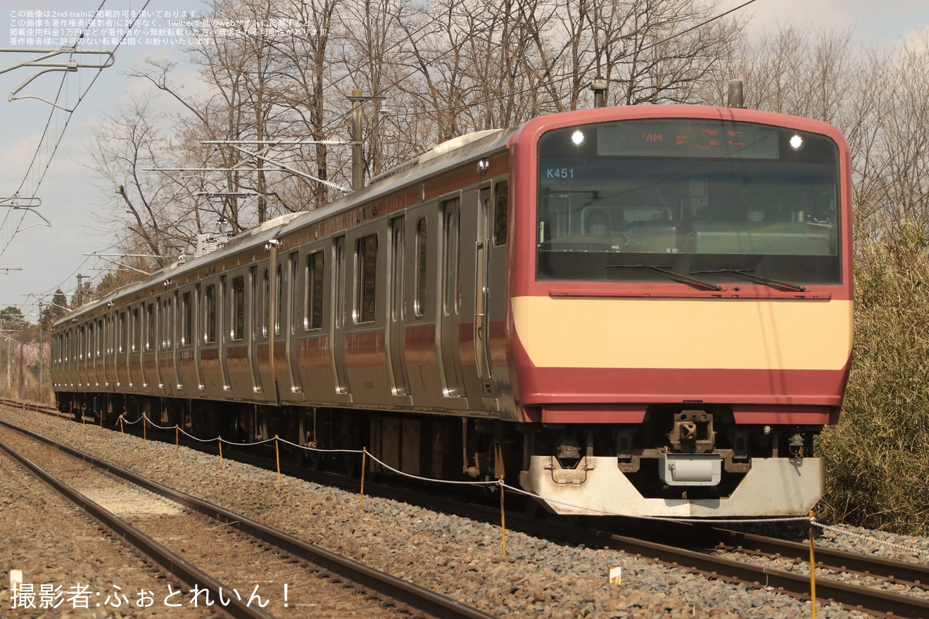 【JR東】E531系K451編成(赤電)郡山総合車両センター出場回送の拡大写真