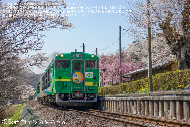 【JR東】快速「春の水郡風っこ」を臨時運行を矢祭山駅で撮影した写真