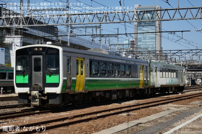 【JR東】キハE120-8＋キハ110-214郡山総合車両センター入場回送を不明で撮影した写真