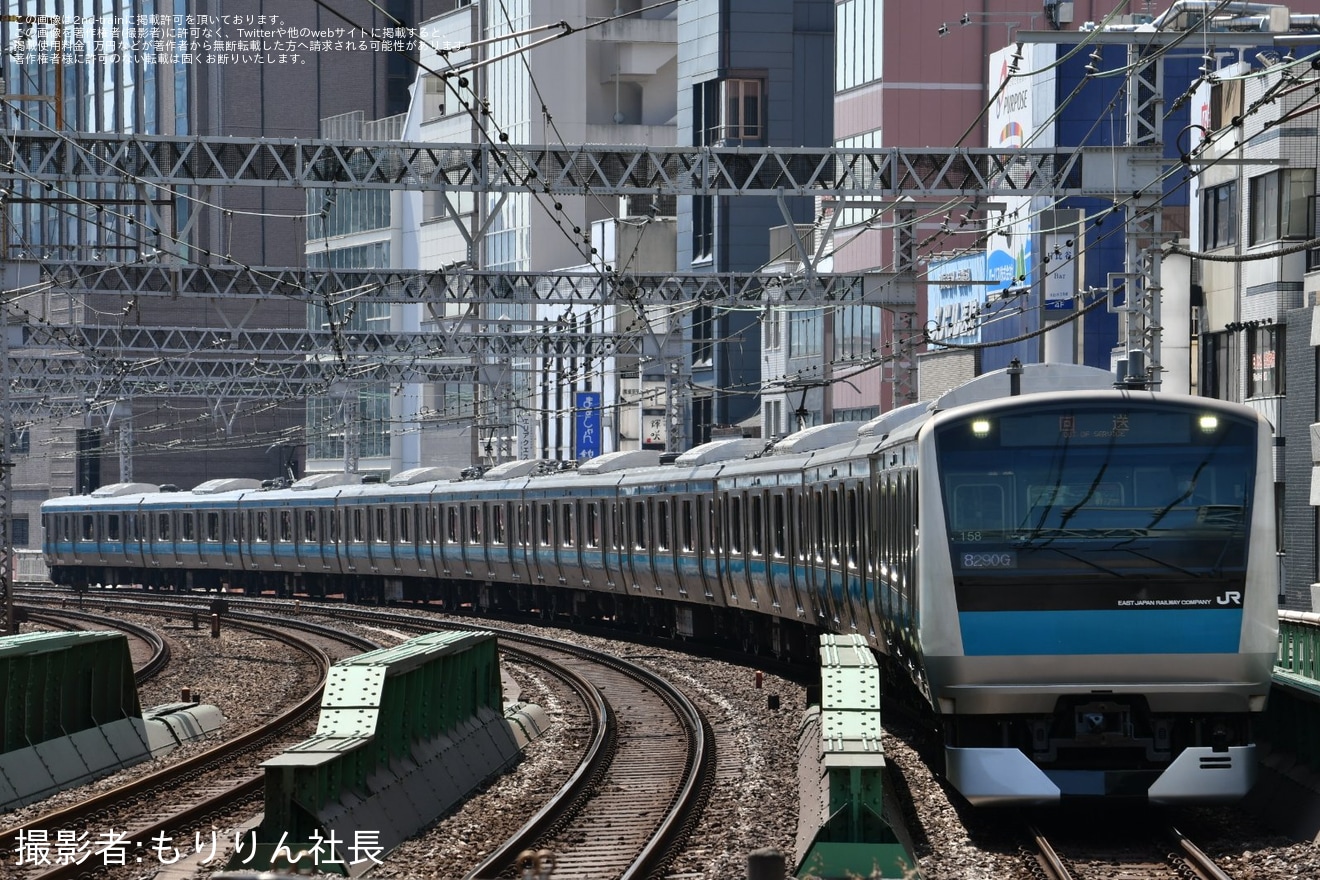 【JR東】E233系サイ158編成東京総合車両センター出場回送の拡大写真