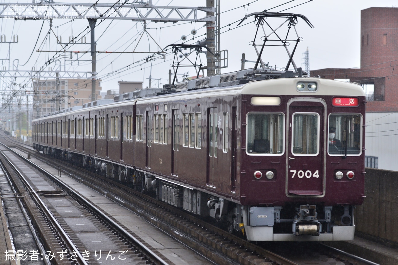 【阪急】7000系7004F 正雀工場出場(6両編成化)の拡大写真