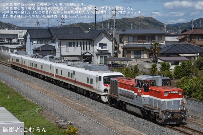 【JR東】DE10-1729(貨物色)+キヤE193系(East iD)による仙石線貨物支線検測を不明で撮影した写真