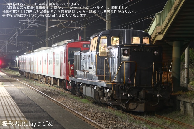【JR九】103系1500番台E12編成 車輪削正のため竹下へ回送を中原駅で撮影した写真
