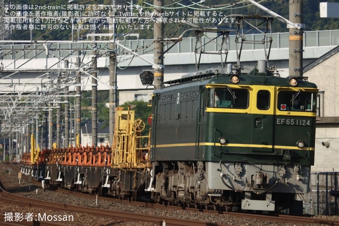 【JR西】EF65−1124牽引の宝殿工臨を島本〜山崎間で撮影した写真