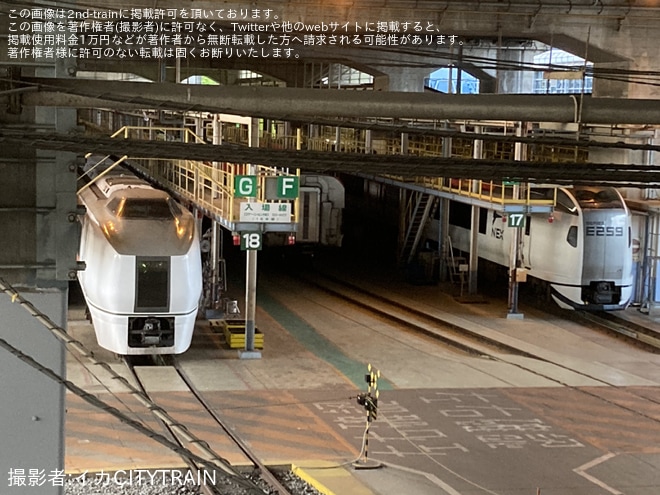 【JR東】E259系の新塗装が姿を現すを大宮総合車両センター付近で撮影した写真