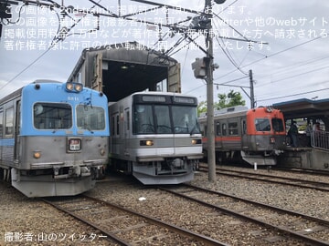 【北鉄】京王電鉄井の頭線カラーに復刻した浅野川線8801編成「お披露目撮影会」開催(午後の分)