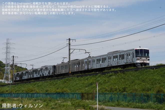 【横高】こどもの国線 「うしでんしゃ」・「ひつじでんしゃ」が連結されて運行を恩田～長津田間で撮影した写真