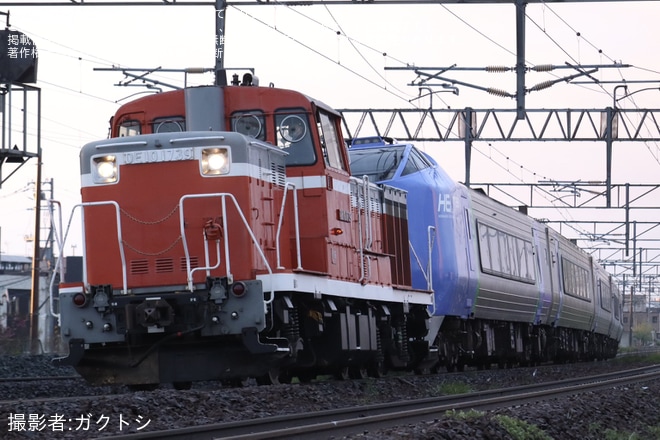 【JR北】キハ281系5両（キハ281-901を含む）が廃車回送を白石〜苗穂間で撮影した写真