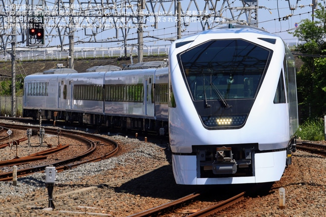 【東武】N100系「スペーシアX」N101Fが日中に浅草まで試運転を鐘ヶ淵駅で撮影した写真