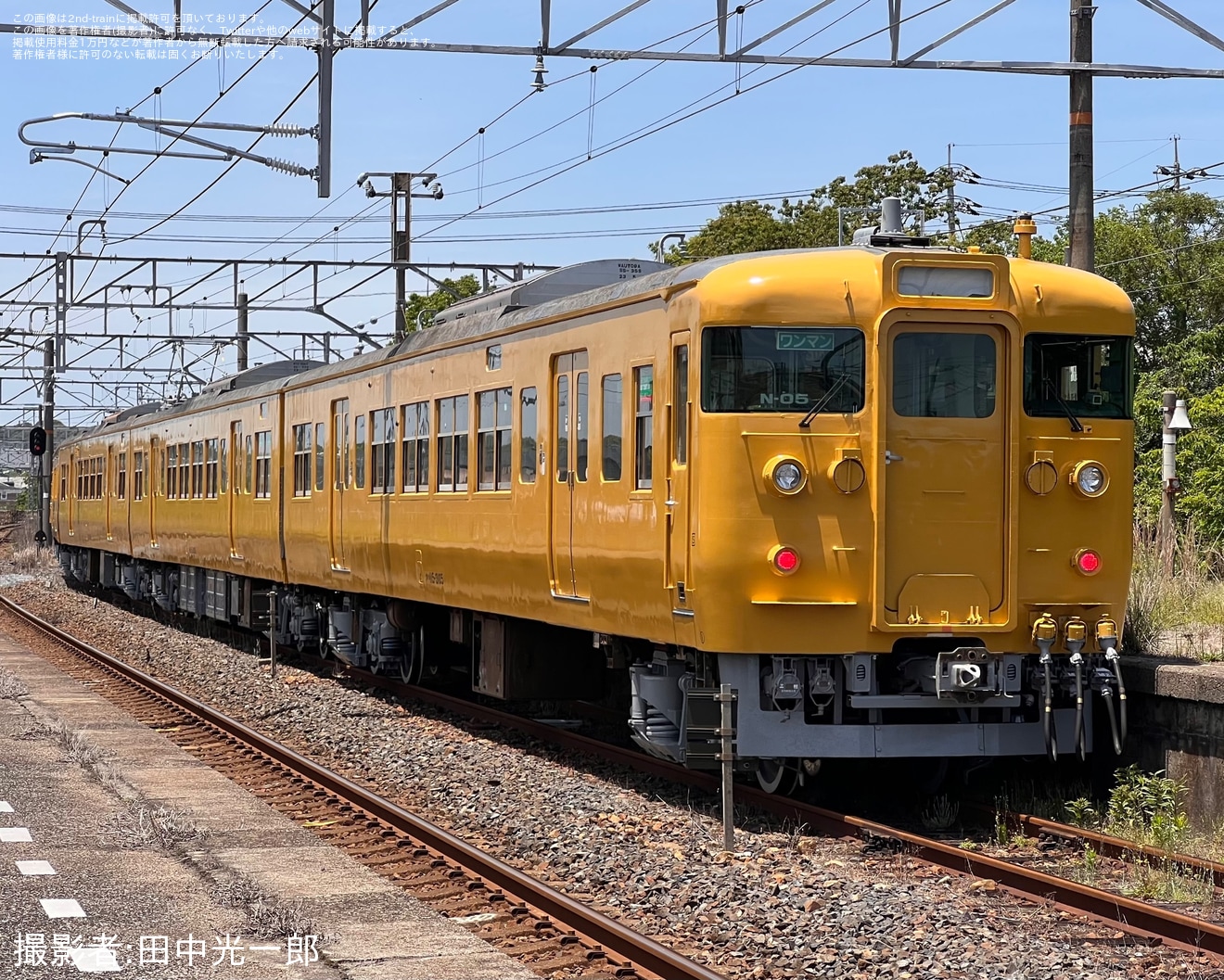 【JR西】115系中セキN-05編成が下関総合車両所本所出場試運転の拡大写真