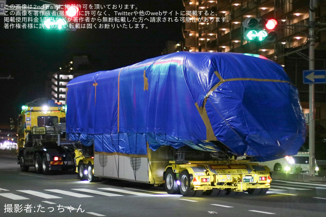 【舞浜リ】リゾートライナー　Type X 第3編成31-36(パープル) 廃車搬出に伴う陸送を千葉県内某所で撮影した写真