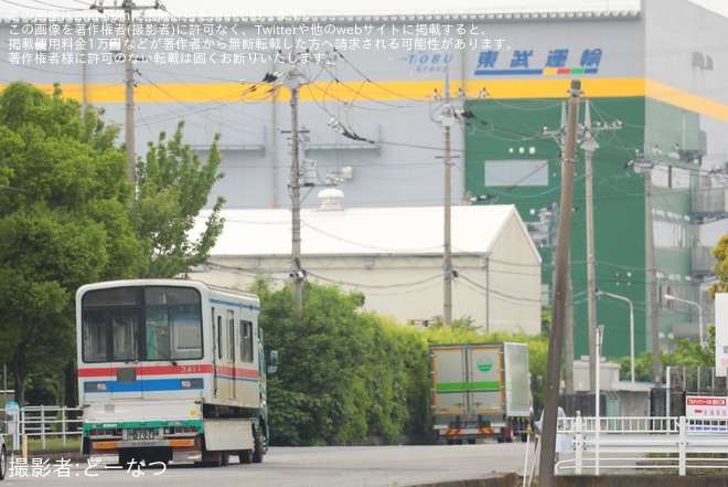【京成】3400形3418編成3411号車廃車陸送を不明で撮影した写真