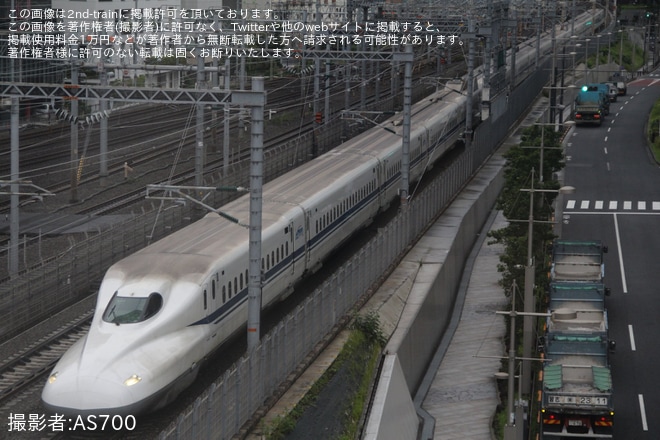 【JR海】N700A(スモールA)X51編成が浜松工場へ回送を東京～品川間で撮影した写真