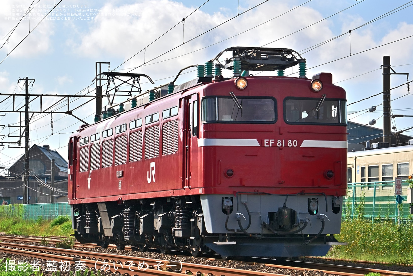 【JR東】EF81-80秋田総合車両センター出場回送(202305)の拡大写真