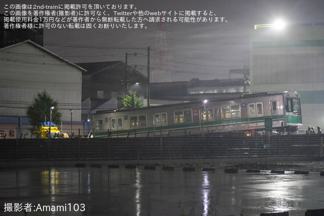 【大阪メトロ】20系2638F廃車搬出陸送を緑木車両工場で撮影した写真