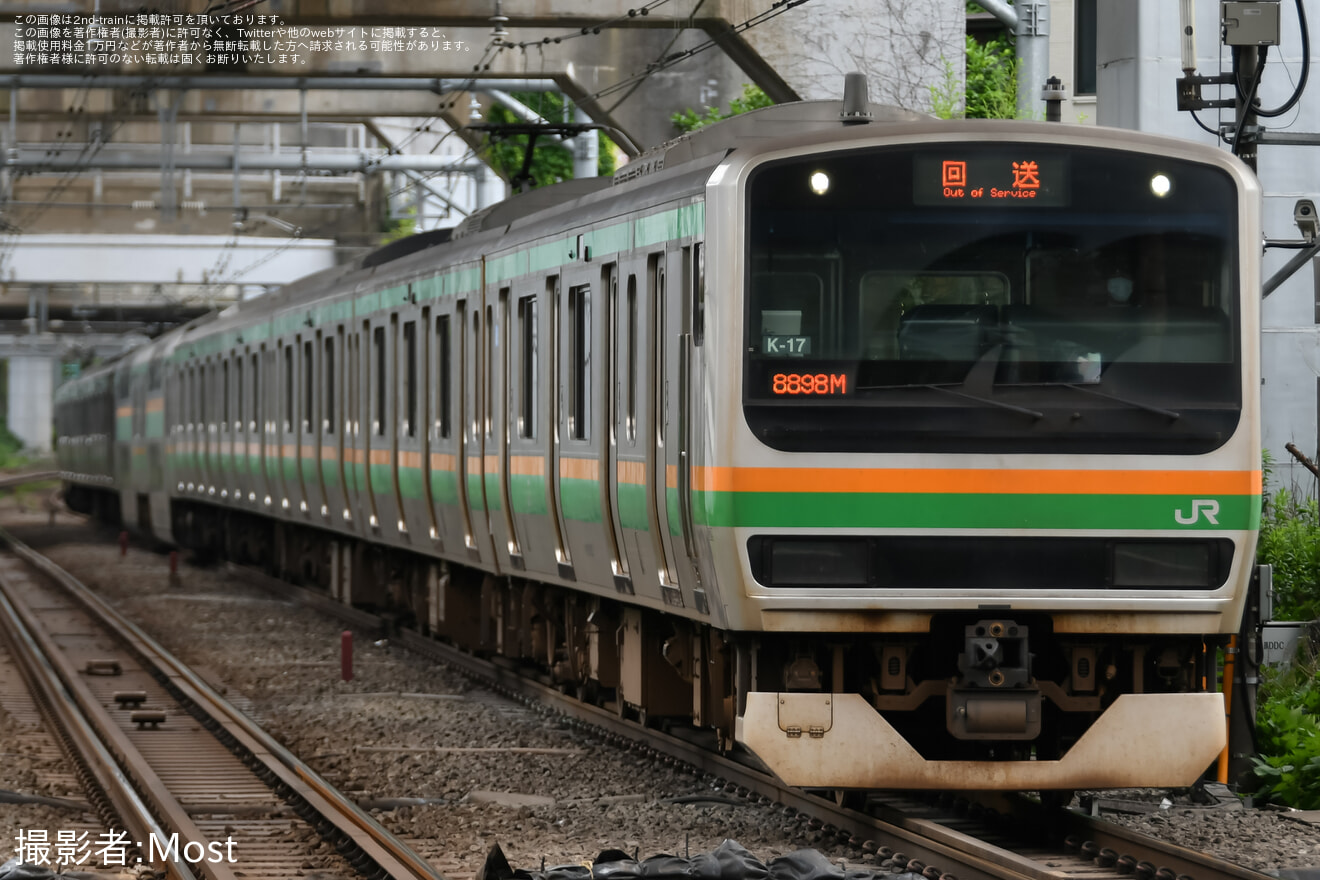 【JR東】E231系コツK-17編成東京総合車両センター入場回送の拡大写真