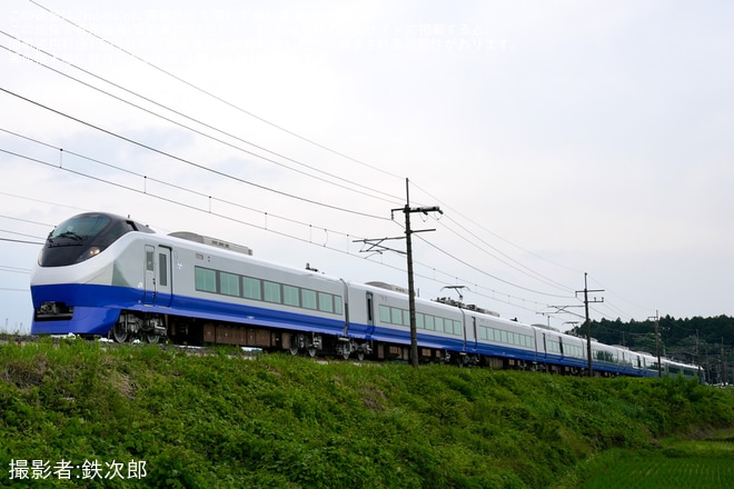【JR東】E657系K1編成（青色）郡山総合車両センター出場回送を片岡～蒲須坂間で撮影した写真