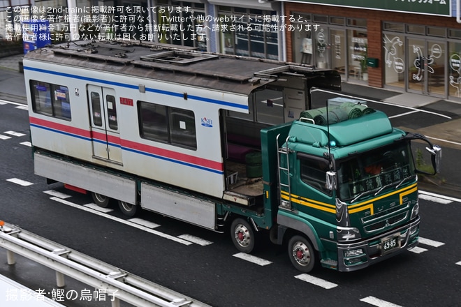 【京成】3400形3418編成の3418号、3417号が宗吾車両基地から廃車・解体のため陸送