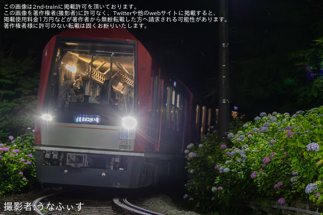 【箱根】「夜のあじさい号」の招待列車臨時運行を不明で撮影した写真